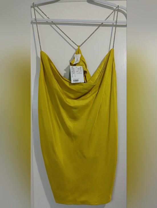 H&M Tops - H&M Yellow Satin Cowl Neck Sleeveless Top - NWT